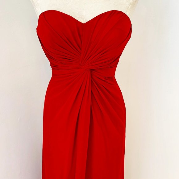 Nordstrom 4 Maxi Twist Strapless Formal Dress Red - Picture 3 of 13